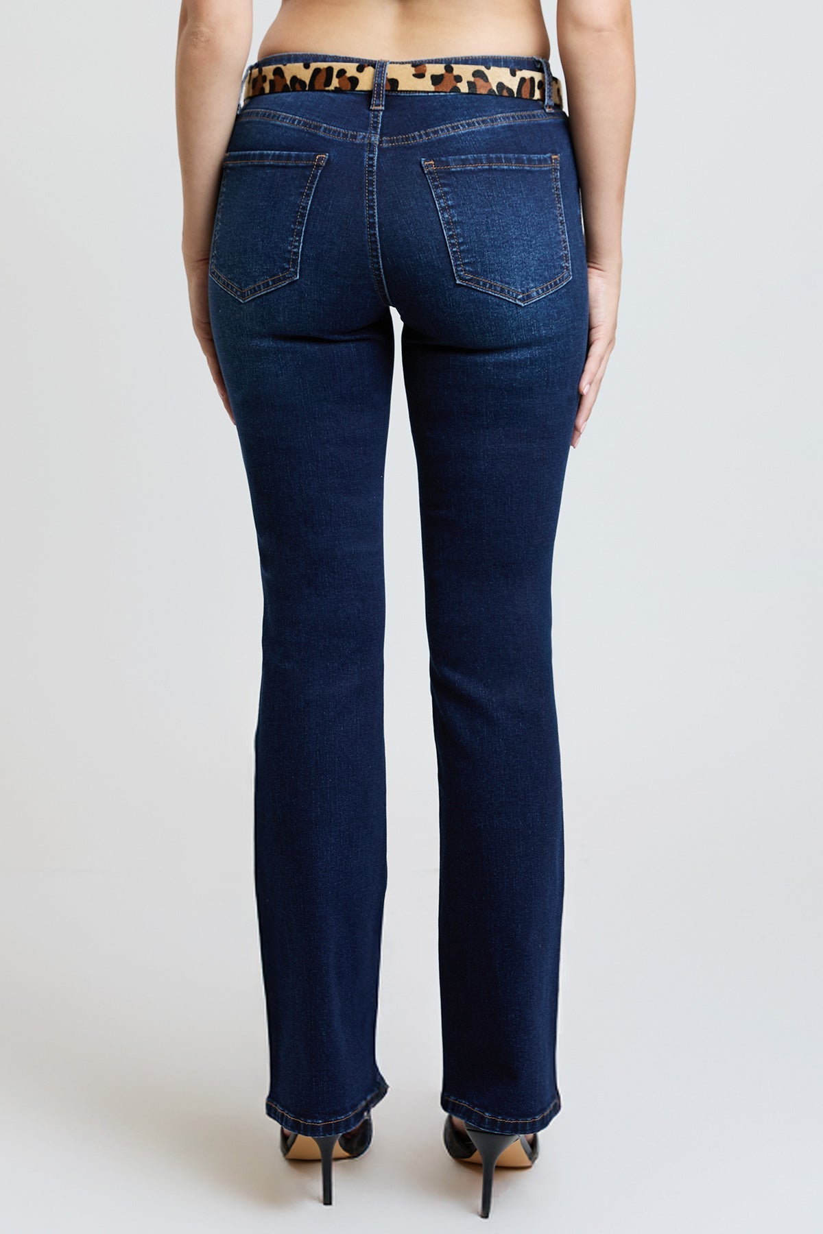 Women's Mid Rise Belted Bootcut Jeans in S Midnight Sky Blue view 4 - Mid Women'S Jeans (bottom)