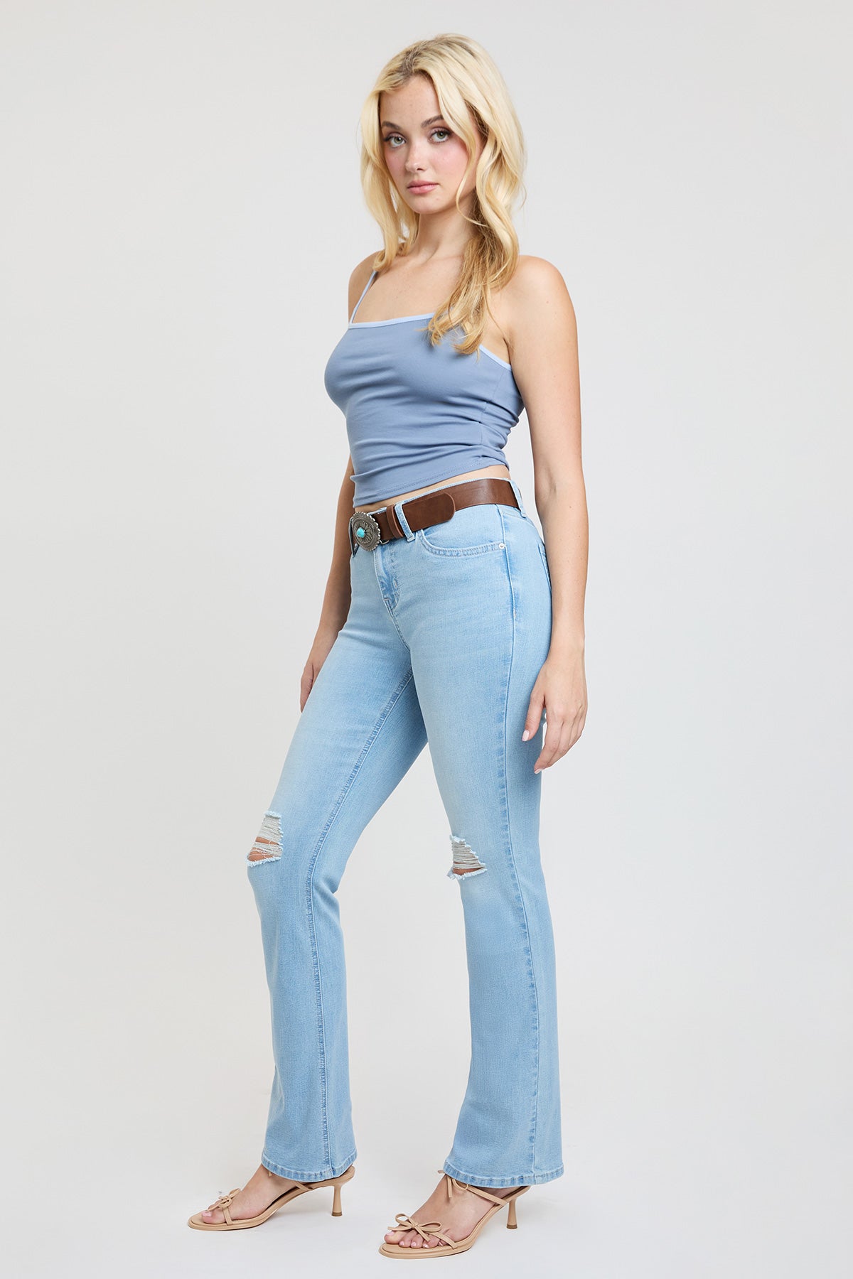 Women's Mid Rise Belted Bootcut Jeans view 9 - Mid Women'S Jeans (bottom)