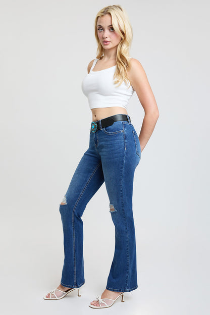 Women's Mid Rise Belted Bootcut Jeans view 9 - Mid Women'S Jeans (bottom)