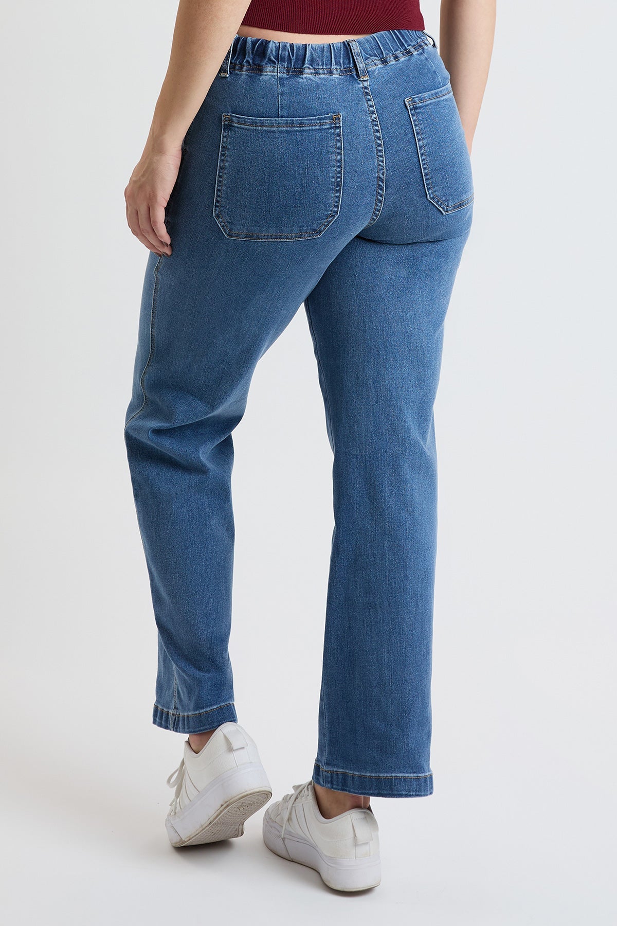 Women's Mid Rise Tie Front Wide Leg Jeans in M Medium Blue view 4 - Mid Women'S Jeans (bottom)
