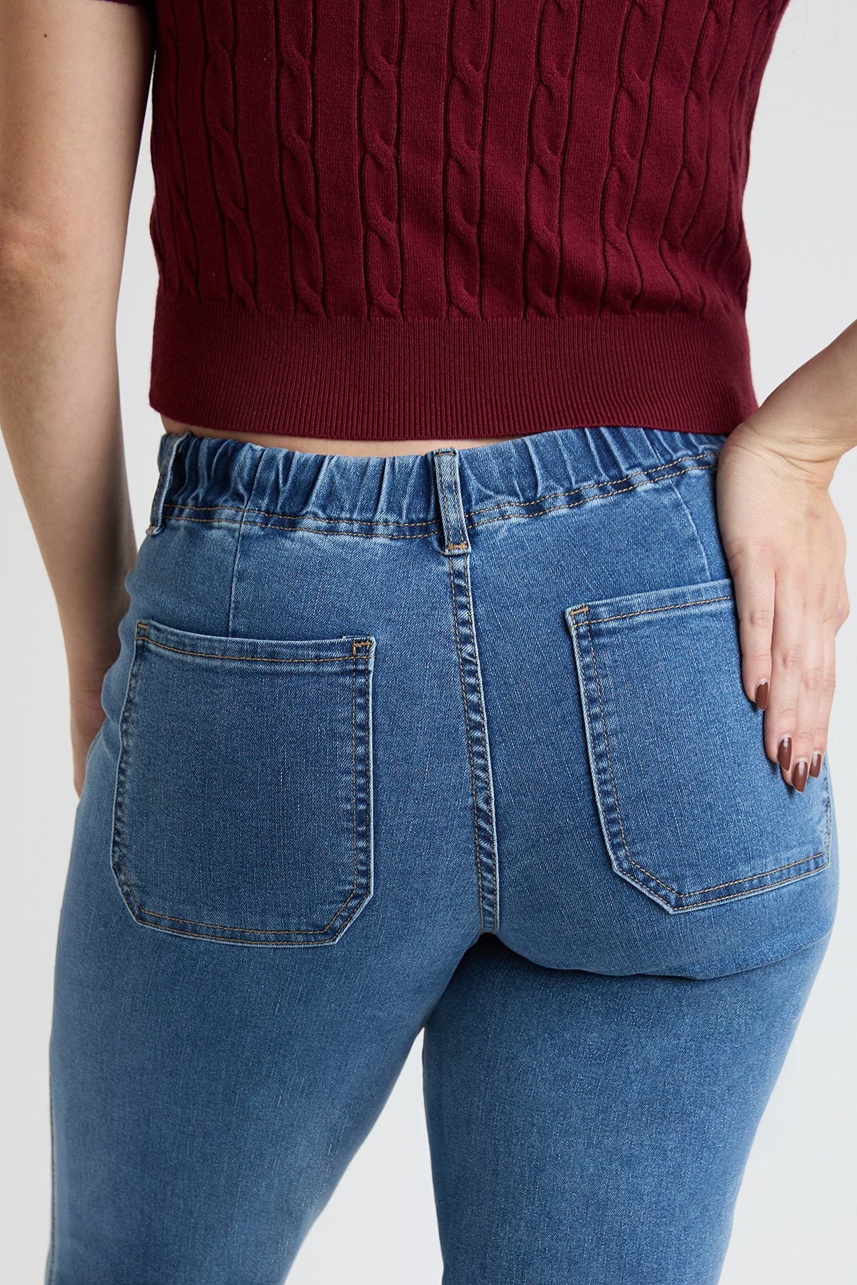Women's Mid Rise Tie Front Wide Leg Jeans in M Medium Blue view 5 - Mid Women'S Jeans (bottom)
