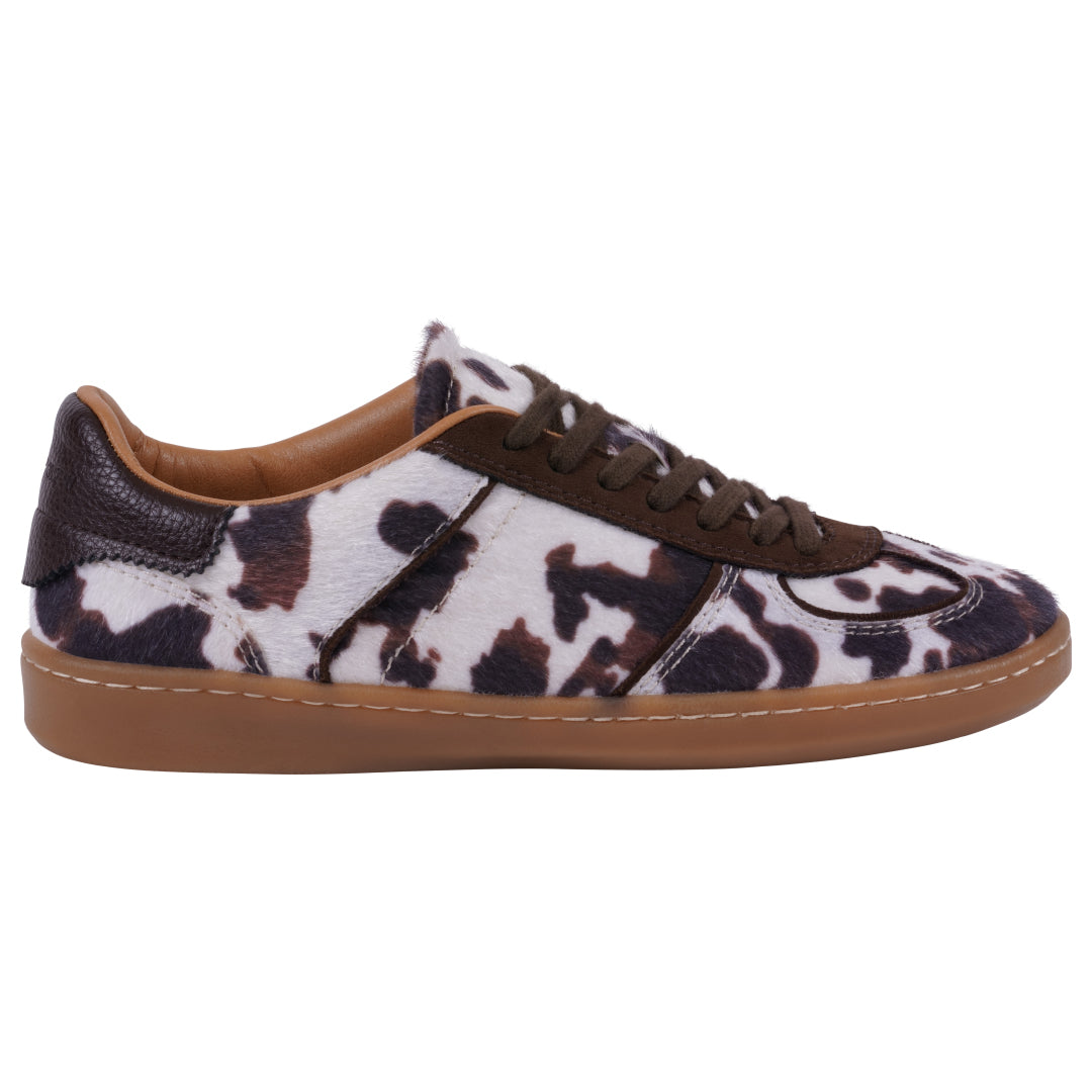 Women's Milan Cow Print Lace up Sneaker Cow Print view 2 (shoe) - kizik women's milan sneakers, deflora - shop at us.meeeshop