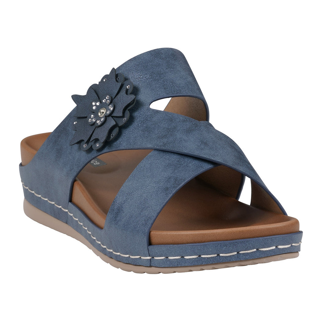 Women's Nessie Blue Flower Comfort Sandals Blue (shoe) - comfort sandals, flower comfort sandals - shop at us.meeeshop
