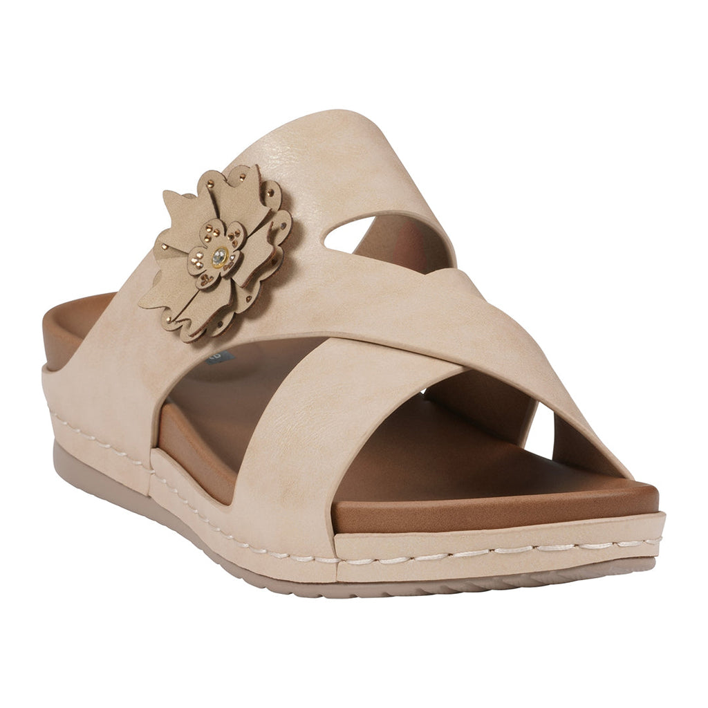 Women's Nessie Gold Flower Comfort Sandals Gold (shoe) - comfort sandals, flower comfort sandals - shop at us.meeeshop