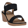 Women's Nia Black Embellished Elastic Wedge Sandals Black (shoe) - womens nike sandals, womens nike san - shop at us.meeeshop