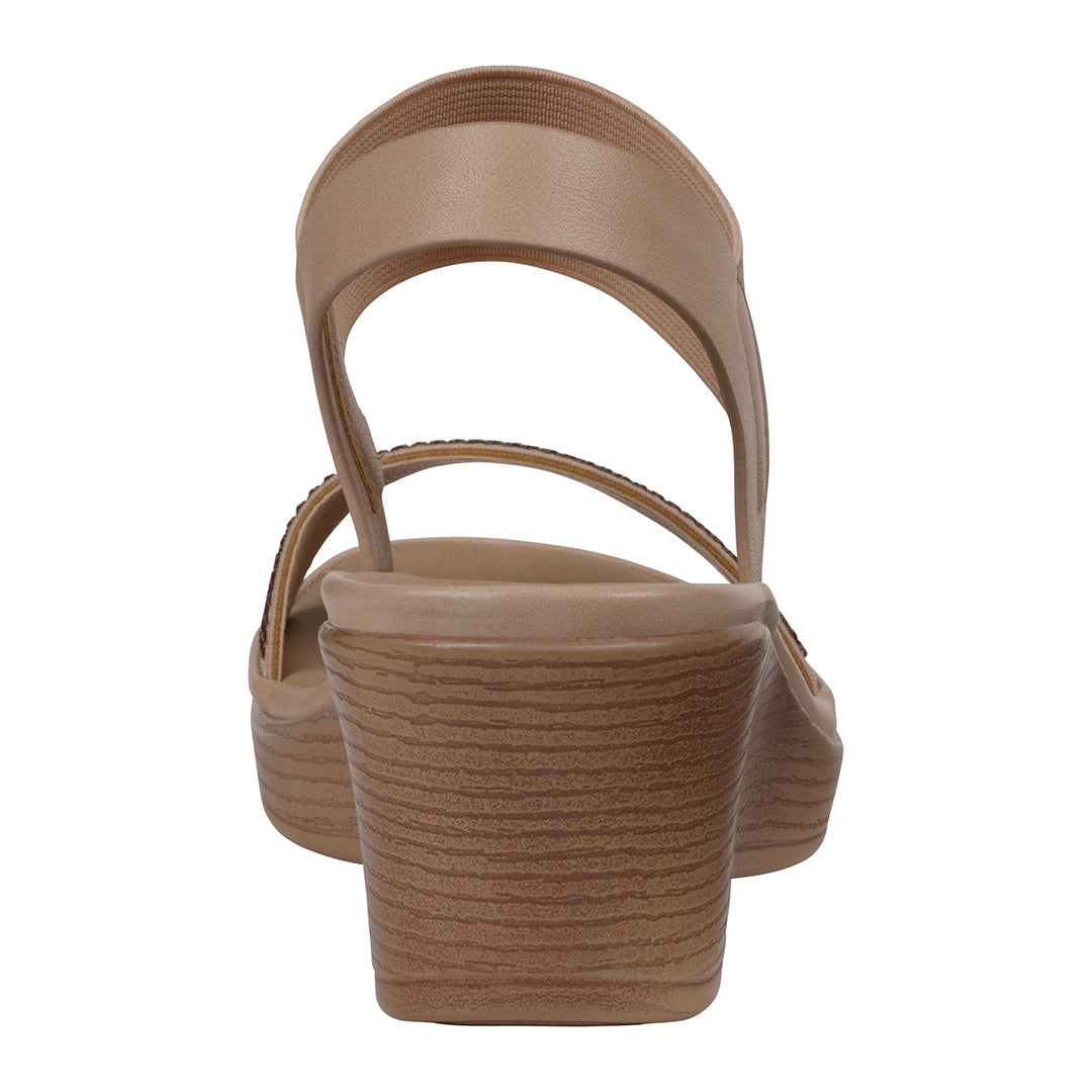 Women's Nia Natural Embellished Elastic Wedge Sandals Natural view 4 (shoe) - womens nike sandals, wome - shop at us.meeeshop