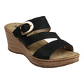 Women's Odalis Black Wedge Sandals with Buckle Black (shoe) - women's oval belt buckle, women's side bu - shop at us.meeeshop