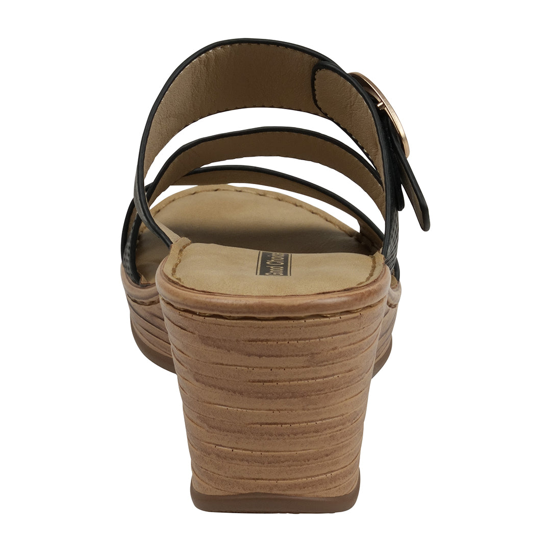 Women's Odalis Black Wedge Sandals with Buckle Black view 7 (shoe) - women's oval belt buckle, women's  - shop at us.meeeshop