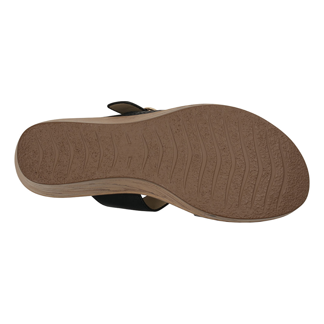 Women's Odalis Black Wedge Sandals with Buckle Black view 8 (shoe) - women's oval belt buckle, women's  - shop at us.meeeshop