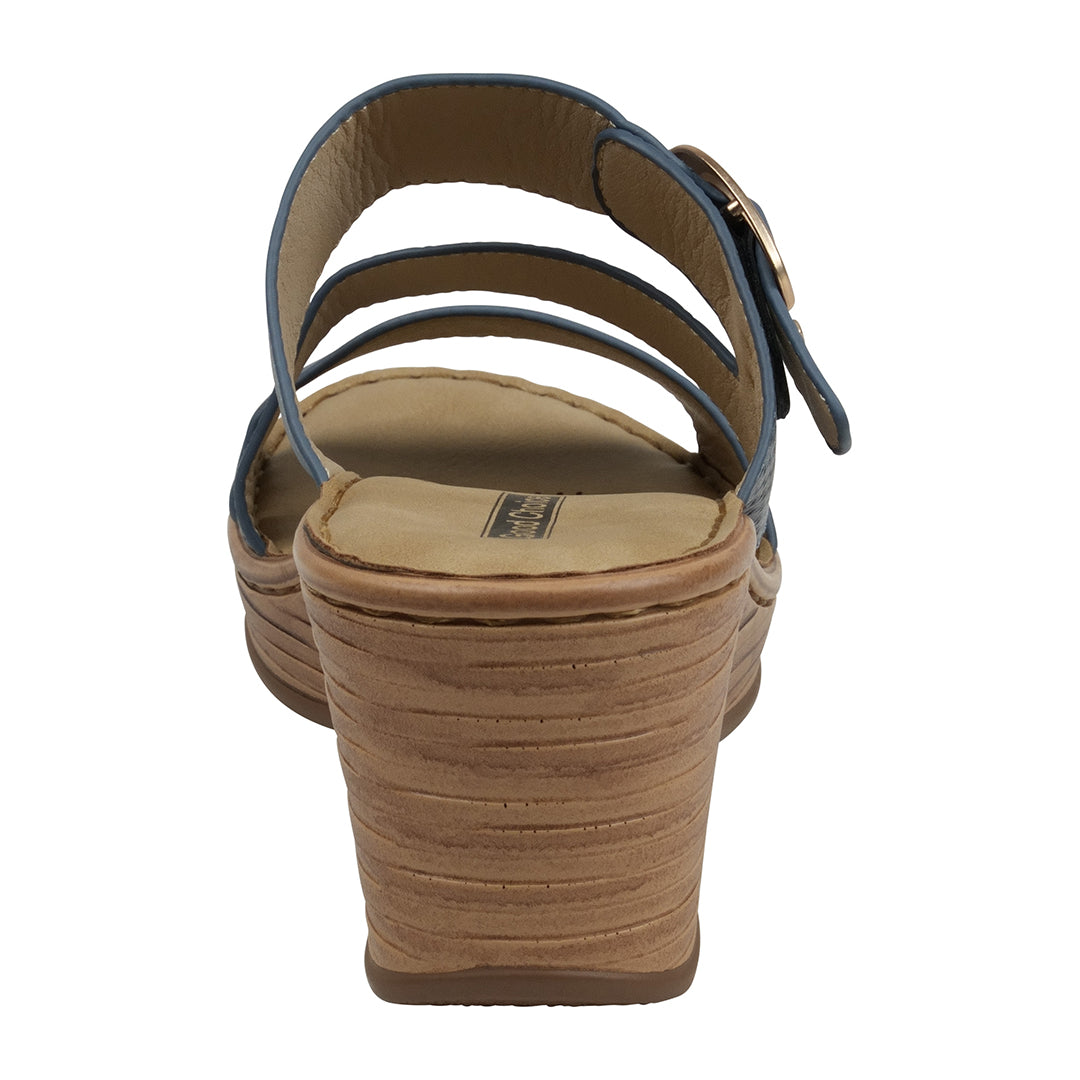 Women's Odalis Blue Wedge Sandals with Buckle Blue view 7 (shoe) - women's oval belt buckle, women's si - shop at us.meeeshop