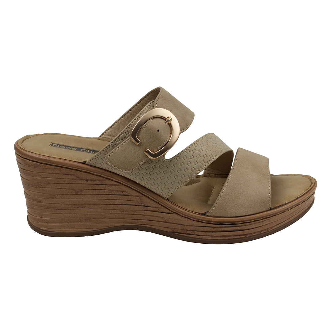 Women's Odalis Natural Wedge Sandals with Buckle Natural view 2 (shoe) - women's oval belt buckle, wome - shop at us.meeeshop