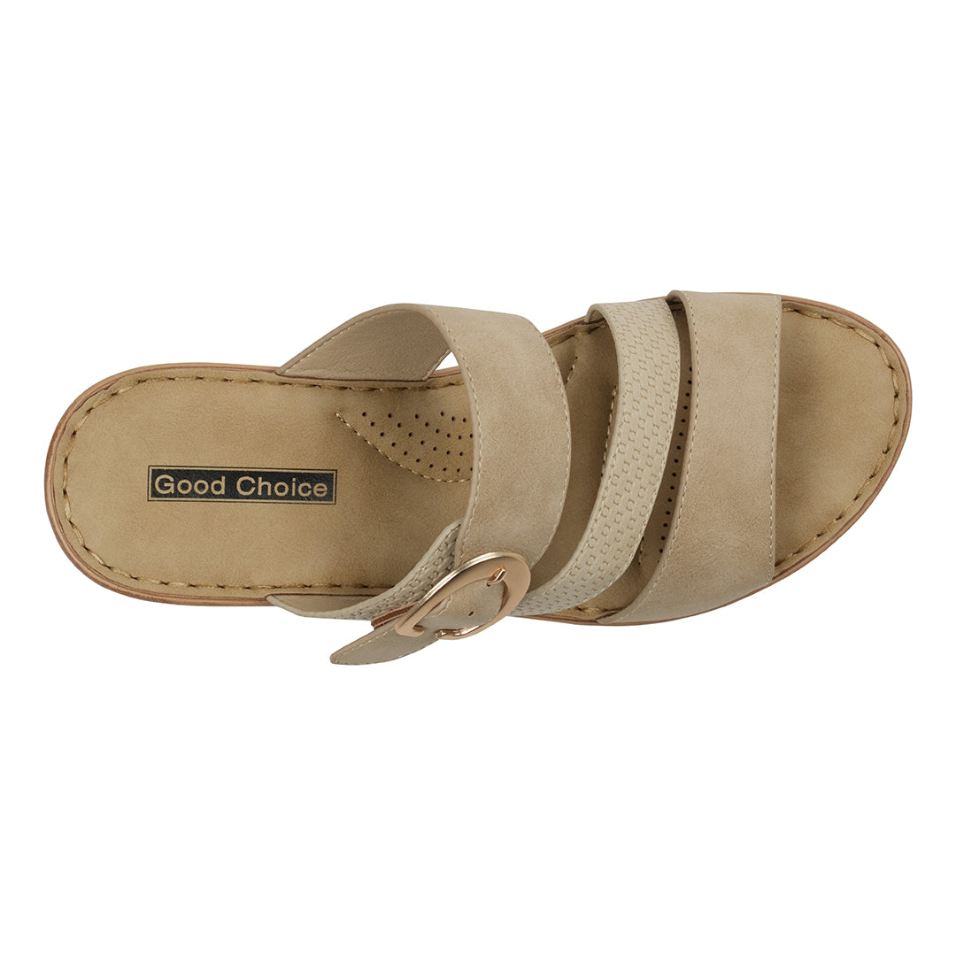 Women's Odalis Natural Wedge Sandals with Buckle Natural view 3 (shoe) - women's oval belt buckle, wome - shop at us.meeeshop