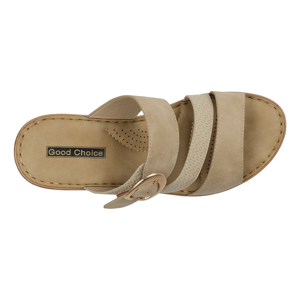 Women's Odalis Natural Wedge Sandals with Buckle Natural view 3 (shoe) - women's oval belt buckle, wome - shop at us.meeeshop