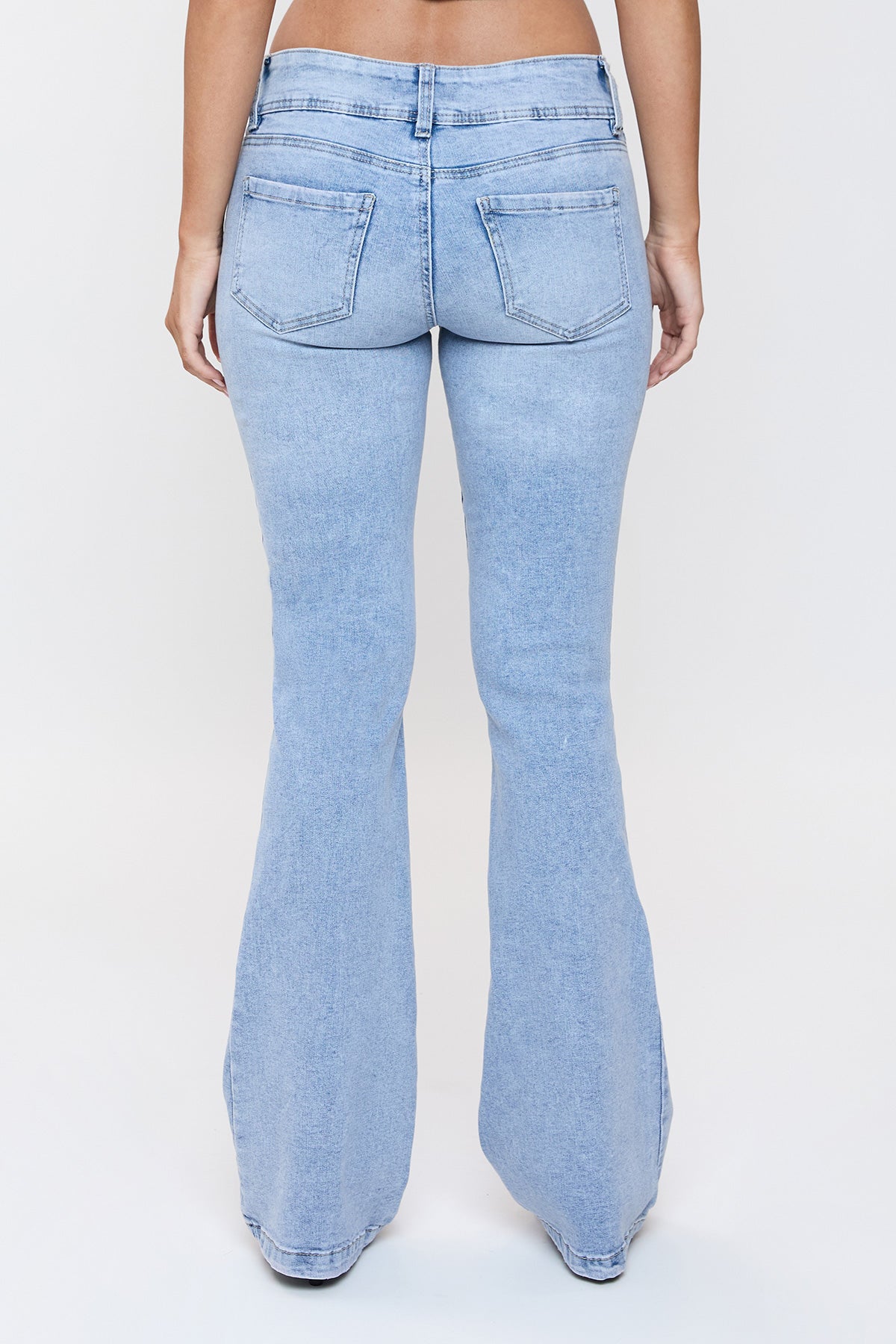 Women's Patch Pocket Flare Jeans in Q Celeste Blue Rips view 4 - Women'S Patched Jeans New Look (bottom)