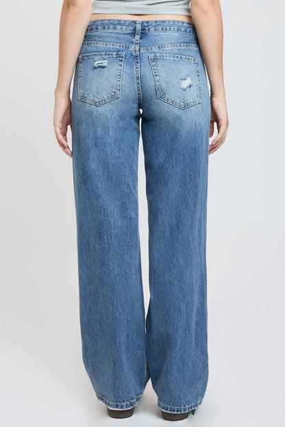 Women's Patchwork Wide Leg Jeans in Y Washed Blue view 5 - Casual Office Outfit - Women'S Patchwork Jeans Ralph Lauren