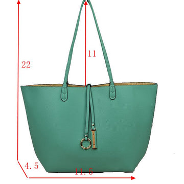 Women's Pebbled Faux Leather Reversible 2 in 1 Tote Shoulder Handbag Crossbody Bag - MeeeShop Women's Fashion