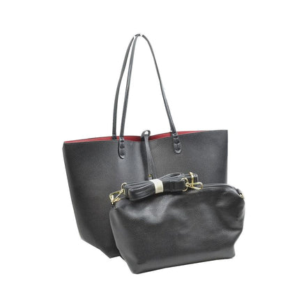 Women's Pebbled Faux Leather Reversible 2 in 1 Tote Shoulder Handbag Crossbody Bag view 6 - Women'S Pebbled Leather Tote
