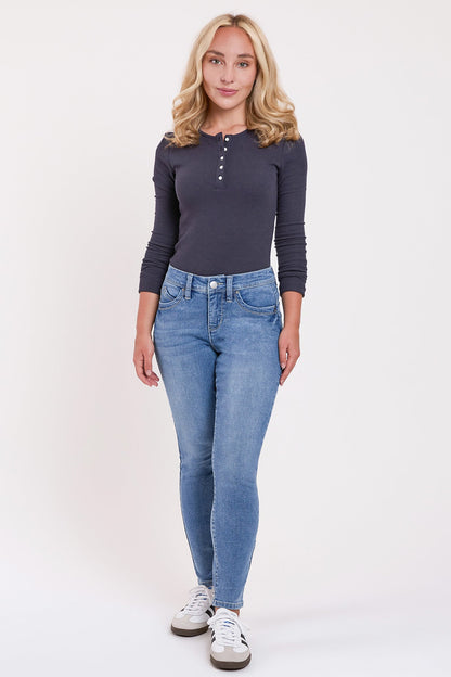 Women's Petite Curve Confidence Mid Rise Skinny in C Sky Blue view 8 - Womens Petite Skinny Jeans (bottom)