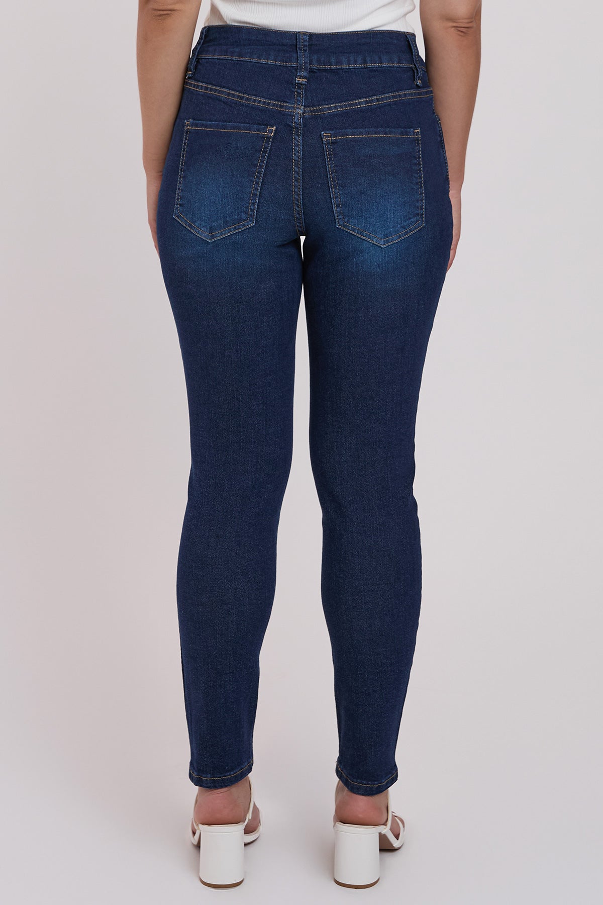 Women's Petite Sustainable High Rise Skinny Jeans in S Midnight Sky Blue view 10 - High-Waisted (bottom)