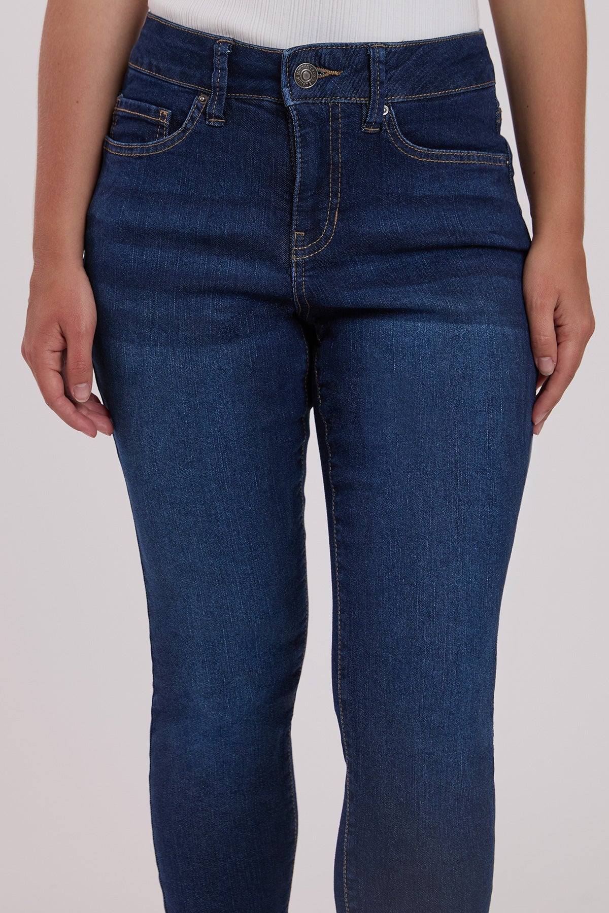 Women's Petite Sustainable High Rise Skinny Jeans in S Midnight Sky Blue view 12 - High-Waisted (bottom)