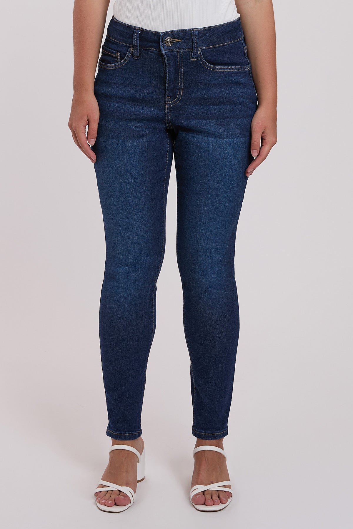 Women's Petite Sustainable High Rise Skinny Jeans in S Midnight Sky Blue view 8 - High-Waisted - Womens Petite Jeans Mid Rise