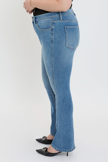Women's plus Curve Seam Flare Jeans in M Medium Blue view 3 - Women'S Plus Jeans On Sale (bottom)