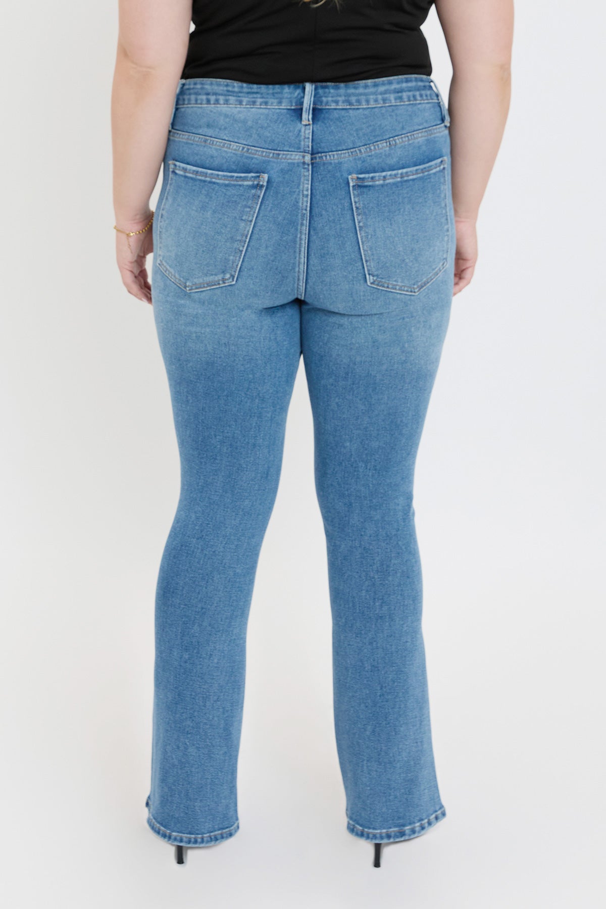 Women's plus Curve Seam Flare Jeans in M Medium Blue view 4 - Women'S Plus Jeans On Sale (bottom)