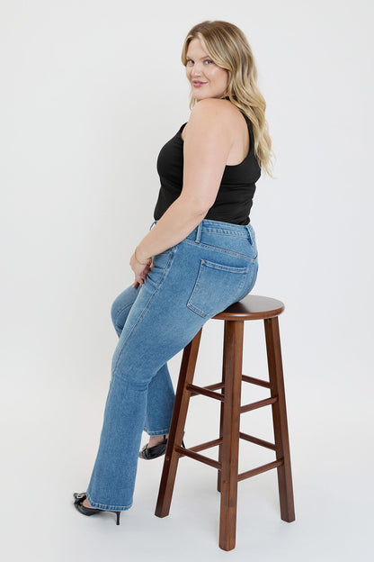 Women's plus Curve Seam Flare Jeans in S Midnight Sky Blue view 6 - Women'S Plus Jeans On Sale (bottom)