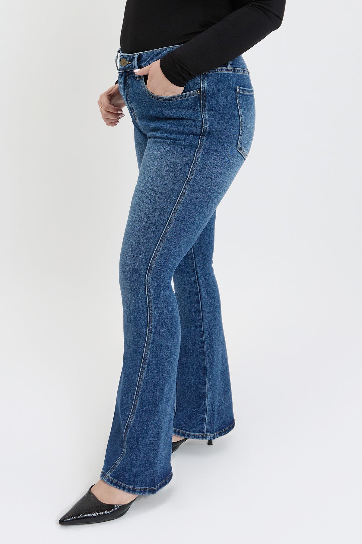 Women's plus Curve Seam Flare Jeans view 12 - Women'S Plus Jeans On Sale (bottom)
