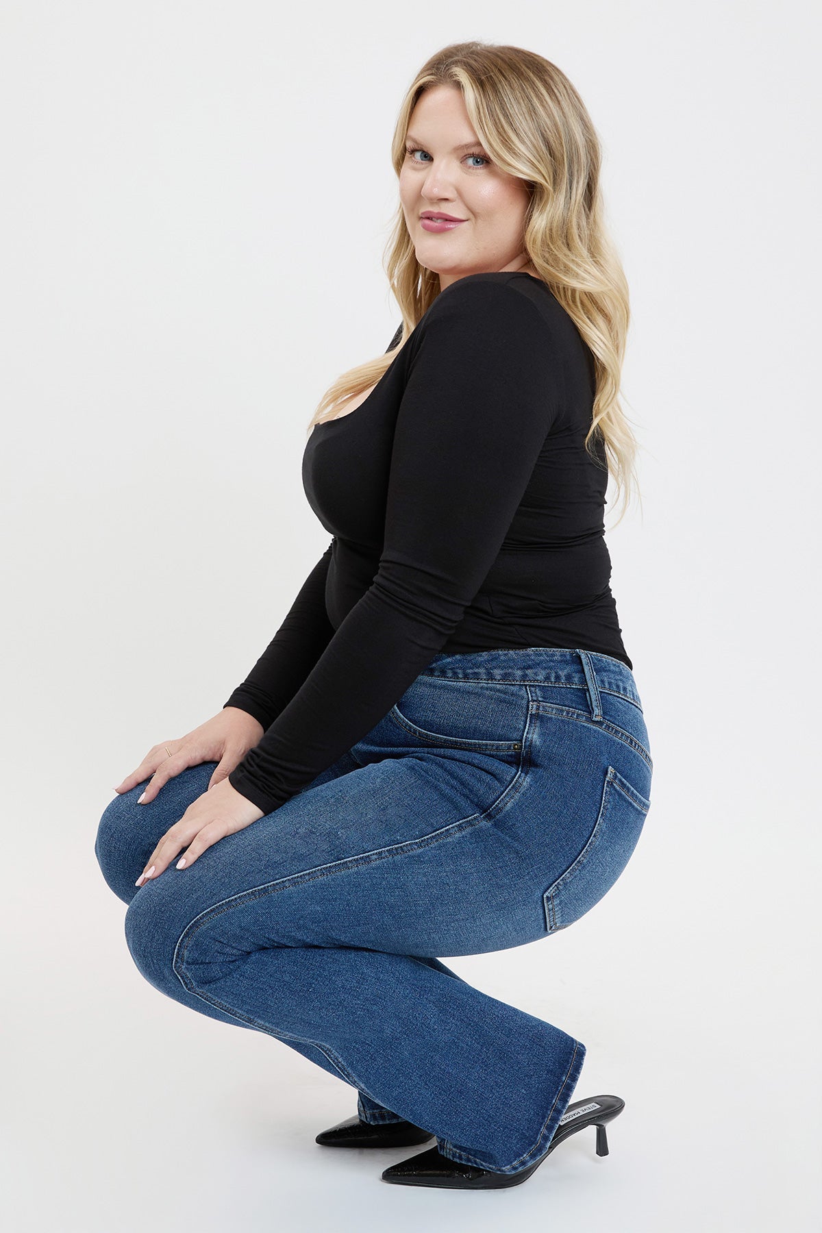 Women's plus Curve Seam Flare Jeans view 15 - Women'S Plus Jeans On Sale (bottom)