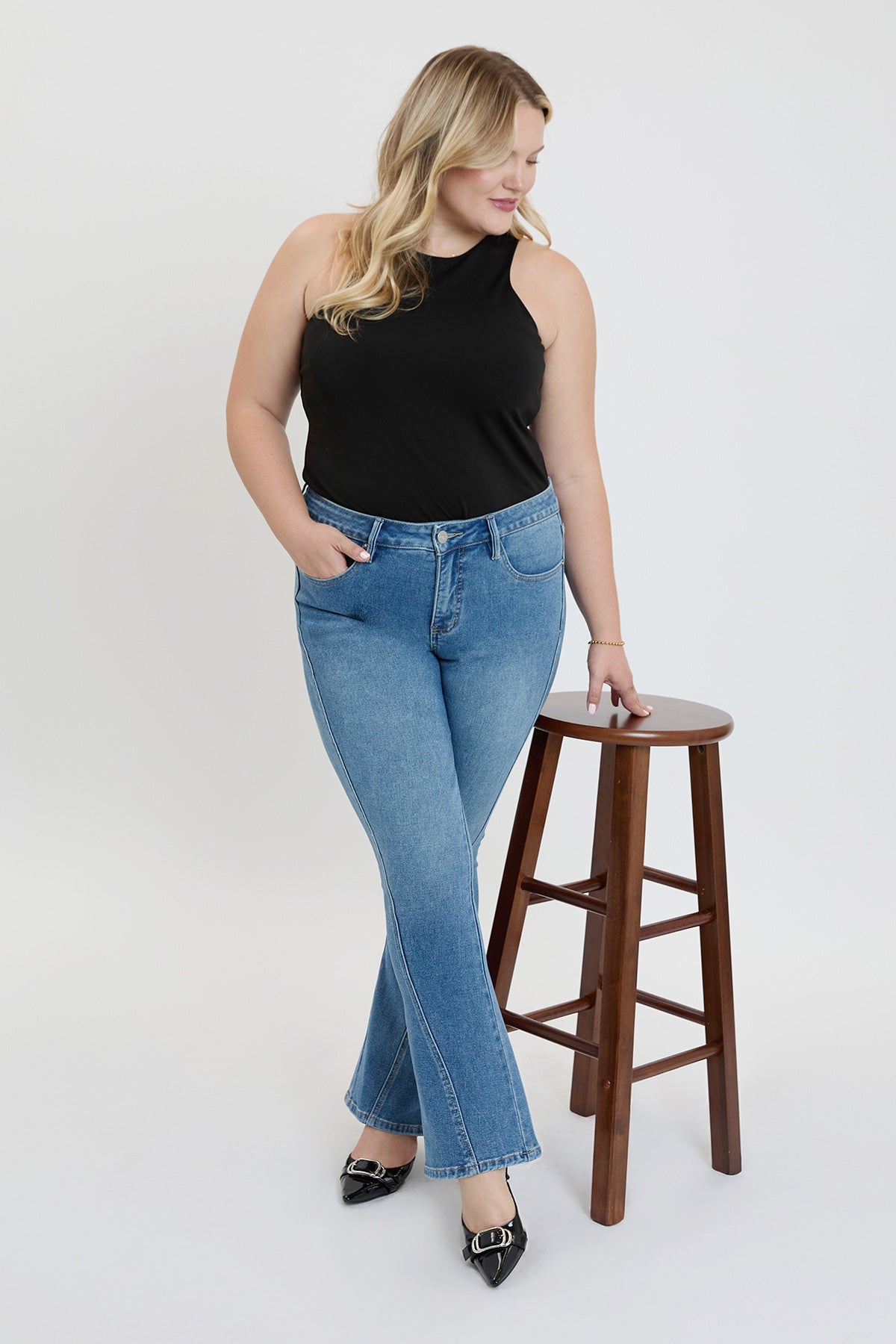 Women's plus Curve Seam Flare Jeans view 9 - Women'S Plus Jeans On Sale (bottom)