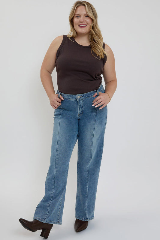 Women's plus Front Seam Wide Leg Jeans in C Sky Blue - Women'S Plus Jeans On Sale (bottom)