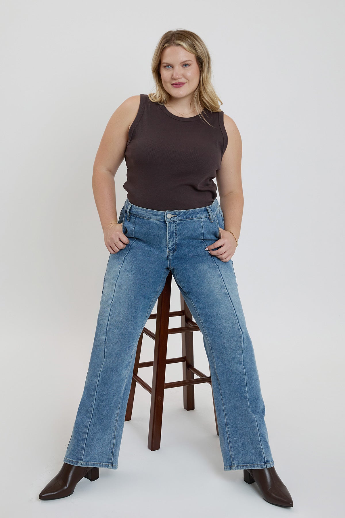 Women's plus Front Seam Wide Leg Jeans view 8 - Women'S Plus Jeans On Sale (bottom)