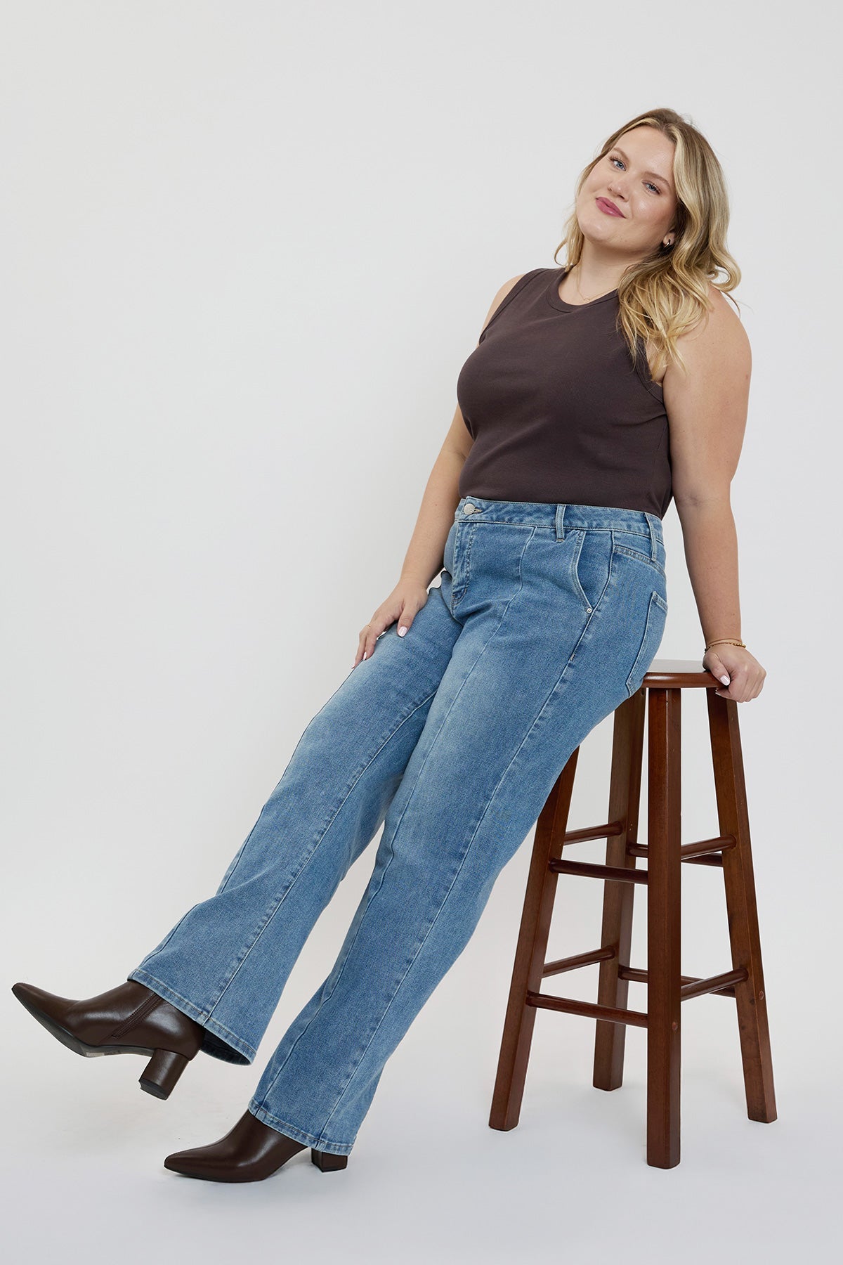 Women's plus Front Seam Wide Leg Jeans view 9 - Women'S Plus Jeans On Sale (bottom)
