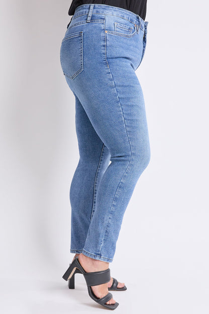 Women's plus High Rise Basic 5 Pocket Skinny Jeans in M Medium Blue view 3 - High-Waisted - Women'S Plus Jeans On Sale