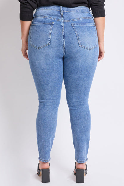 Women's plus High Rise Basic 5 Pocket Skinny Jeans in M Medium Blue view 4 - High-Waisted - Women'S Plus Jeans On Sale