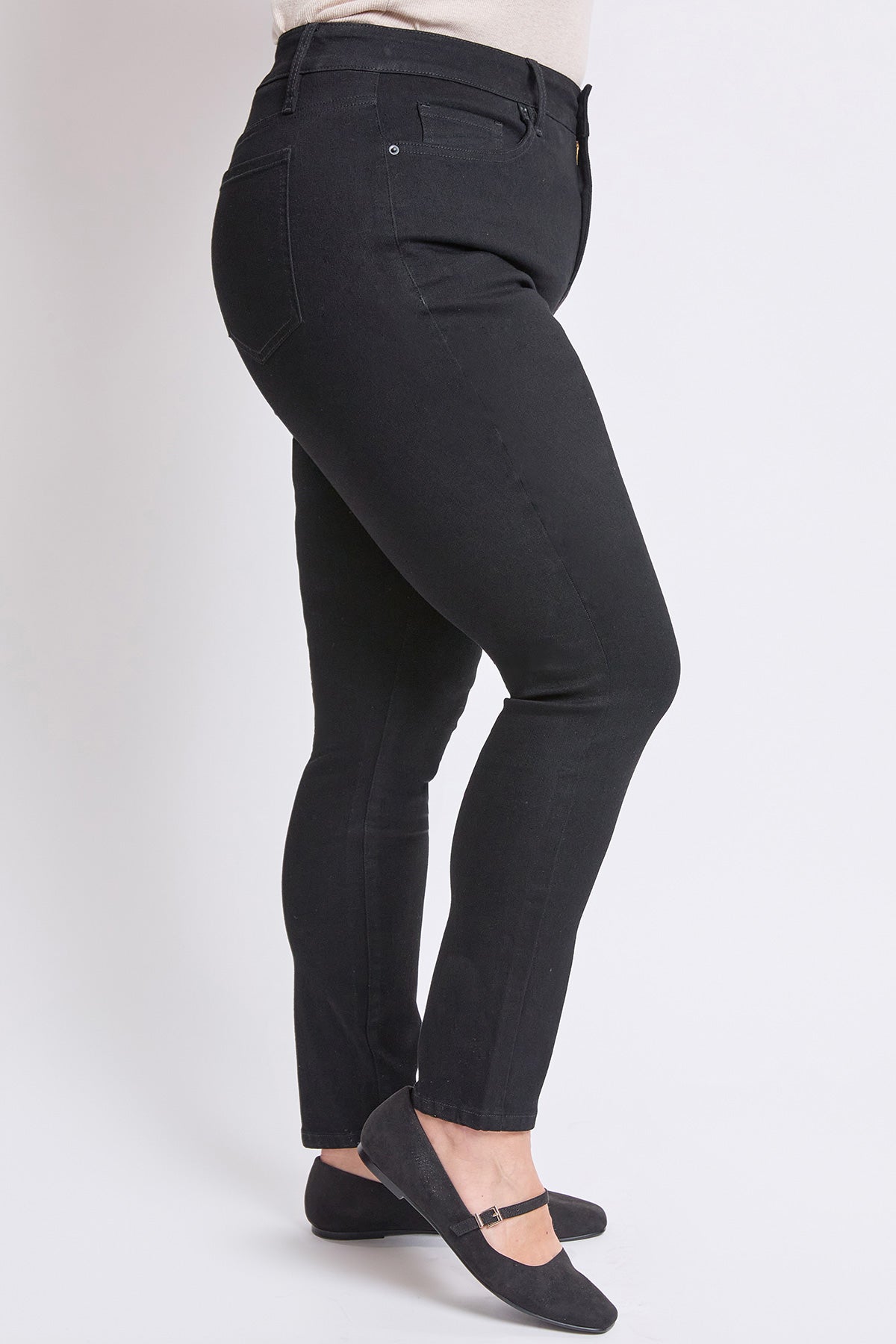 Women's plus High Rise Basic 5 Pocket Skinny Jeans in W Black view 8 - High-Waisted - Women'S Plus Jeans On Sale