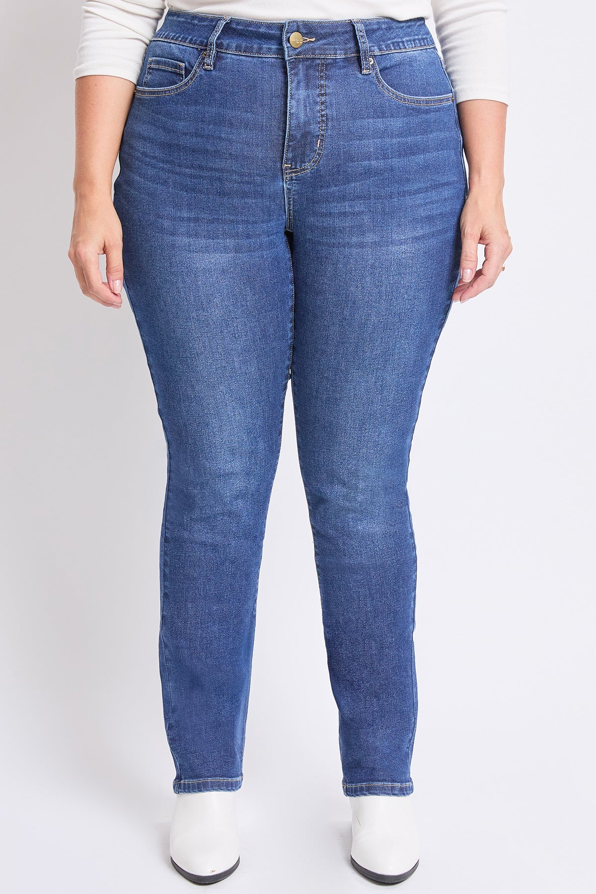 Women's plus High Rise Basic 5 Pocket Straight Jeans view 11 - High-Waisted - Women'S Plus Jeans On Sale (bottom)
