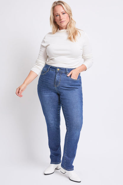 Women's plus High Rise Basic 5 Pocket Straight Jeans view 15 - High-Waisted - Women'S Plus Jeans On Sale (bottom)