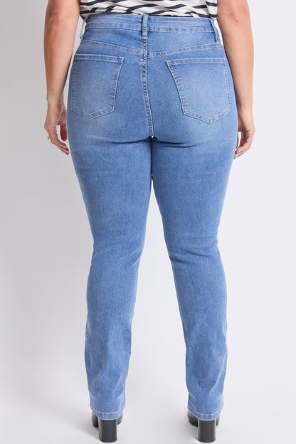 Women's plus High Rise Basic 5 Pocket Straight Jeans in S Midnight Sky Blue view 5 - High-Waisted (bottom)