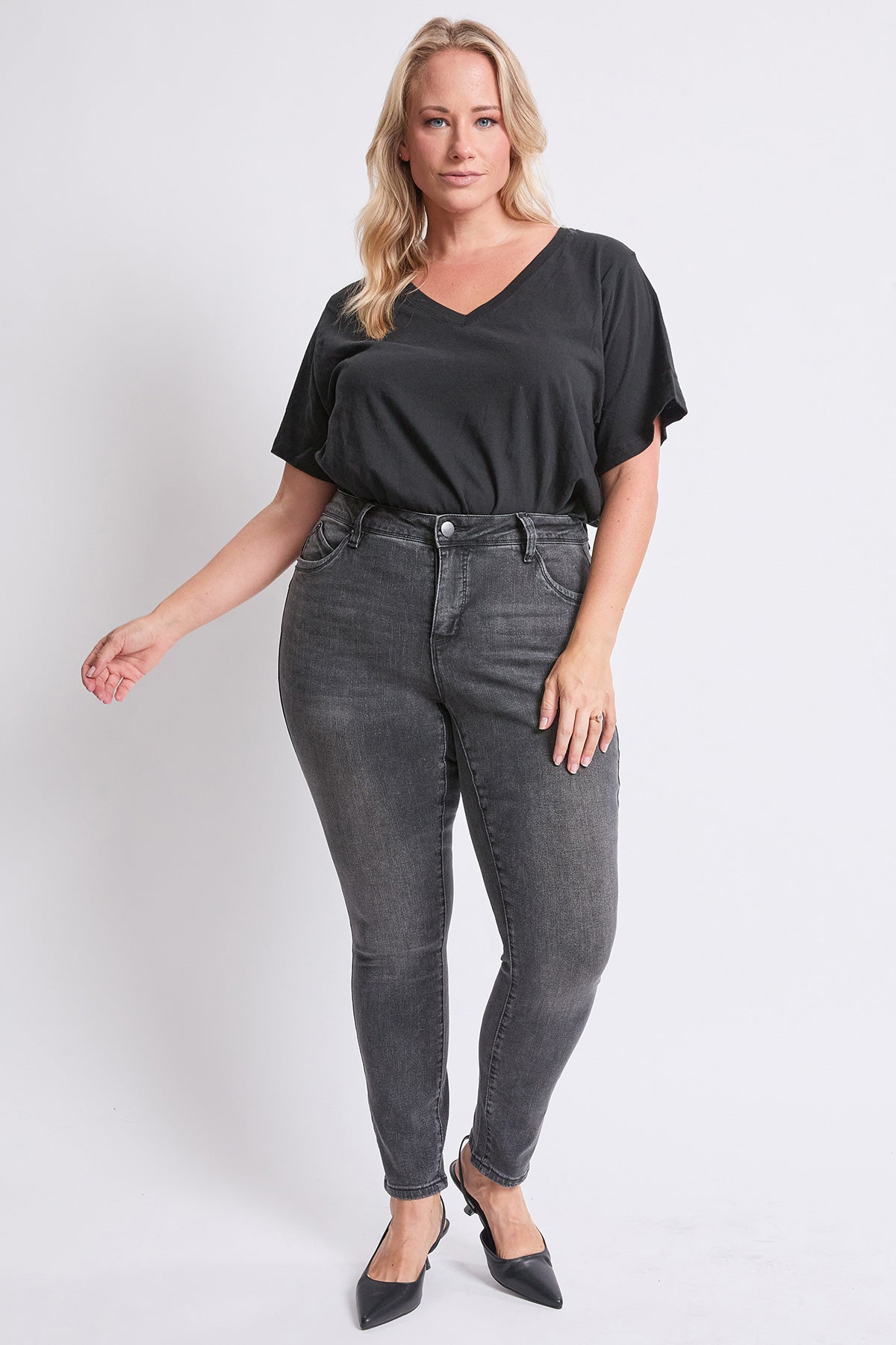 Women's plus High Rise Curve Confidence Skinny Jeans in X Gray - High-Waisted - Women'S Plus Jeans On Sale (bottom)