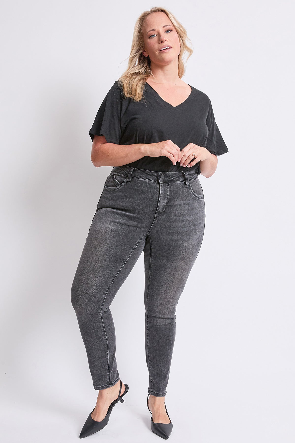 Women's plus High Rise Curve Confidence Skinny Jeans in M Medium Blue view 6 - High-Waisted - Women'S Plus Jeans On Sale