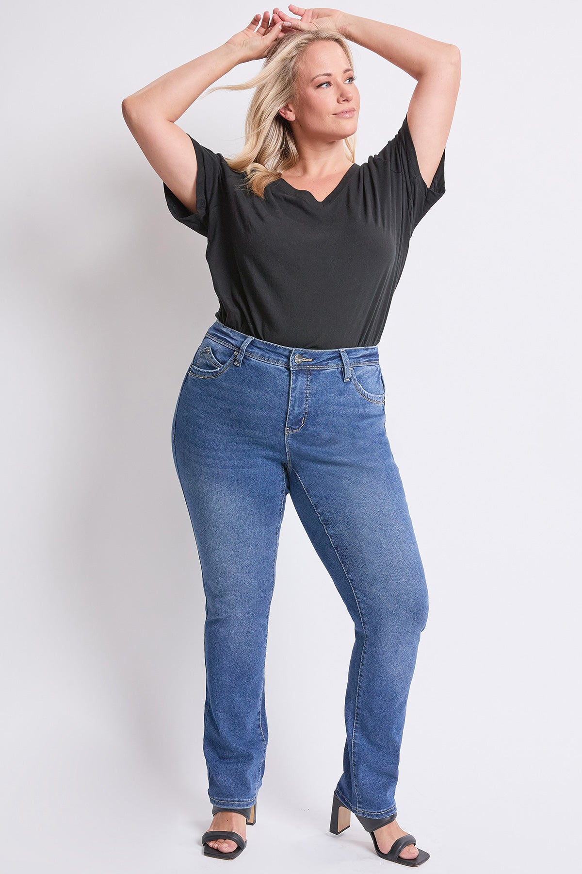 Women's plus High Rise Curve Confidence Straight in M Medium Blue - High-Waisted - Womens Plus Straight Leg Jeans