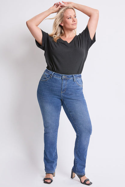 Women's plus High Rise Curve Confidence Straight in M Medium Blue - High-Waisted - Womens Plus Straight Leg Jeans