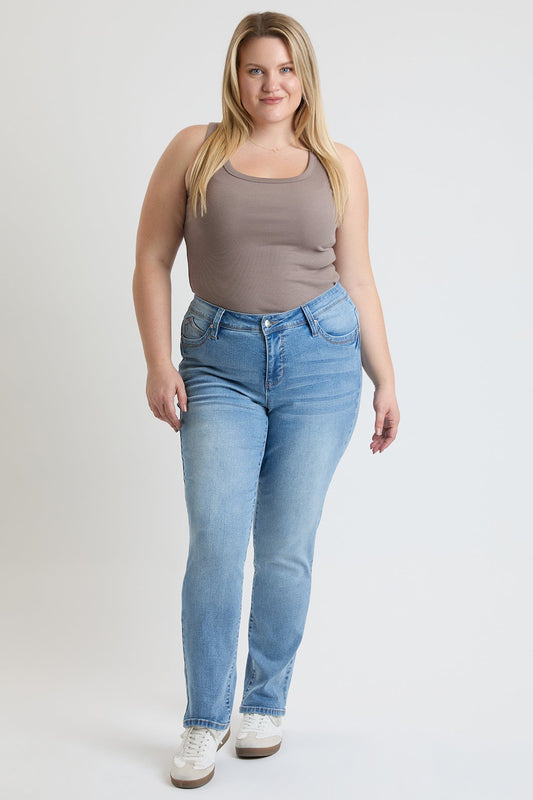 Women's plus High Rise Curve Confidence Straight Jeans in C Sky Blue - High-Waisted - Women'S Plus Jeans On Sale
