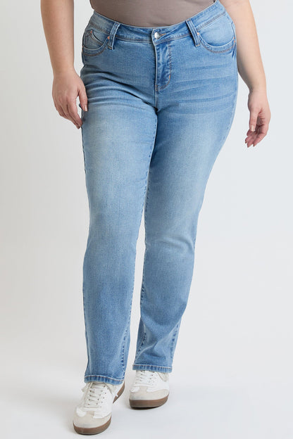Women's plus High Rise Curve Confidence Straight Jeans in C Sky Blue view 3 - High-Waisted - Women'S Plus Jeans On Sale