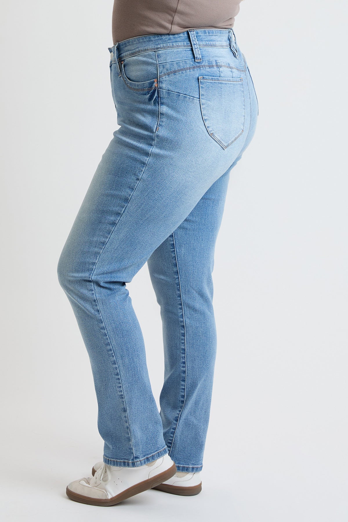 Women's plus High Rise Curve Confidence Straight Jeans in M Medium Blue view 5 - High-Waisted - Women'S Plus Jeans On Sale