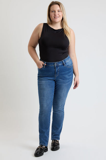 Women's plus High Rise Curve Confidence Straight Jeans in M Medium Blue view 7 - High-Waisted - Women'S Plus Jeans On Sale