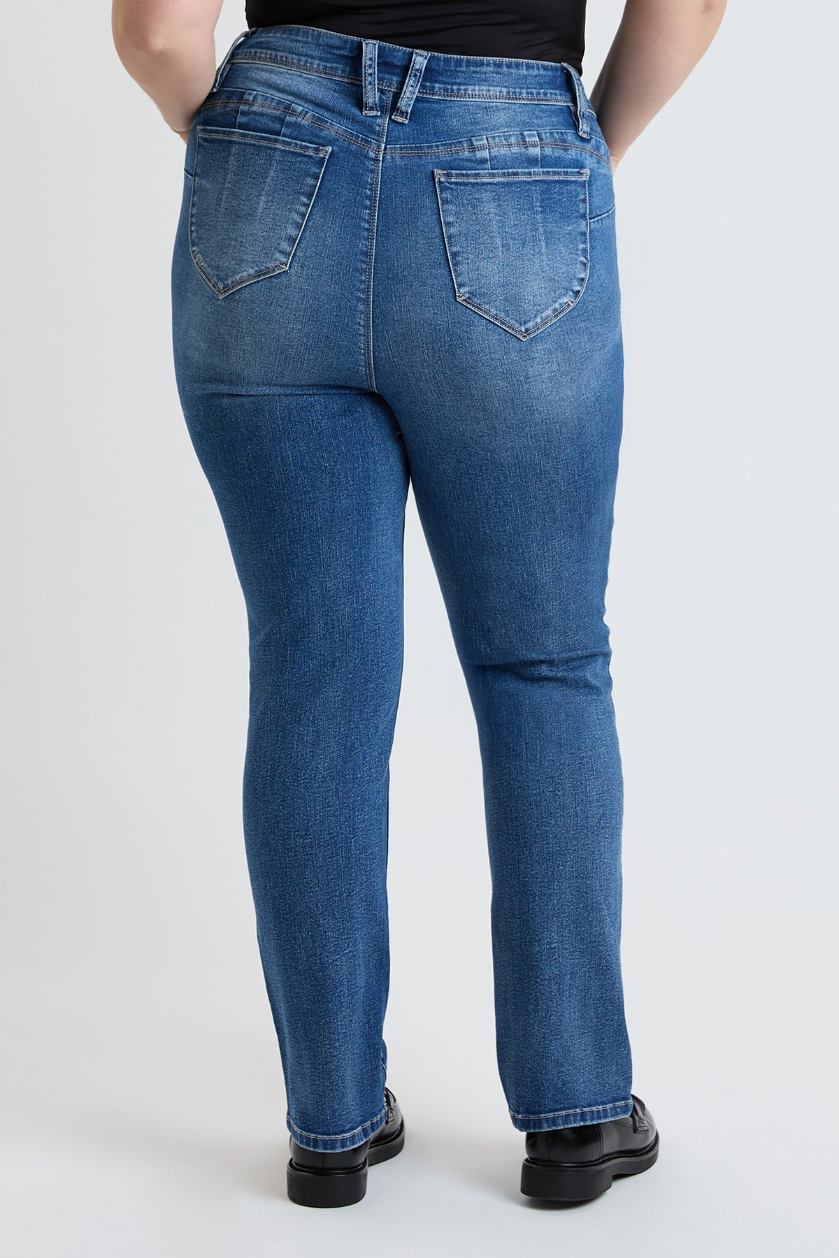 Women's plus High Rise Curve Confidence Straight Jeans in M Medium Blue view 8 - High-Waisted - Women'S Plus Jeans On Sale