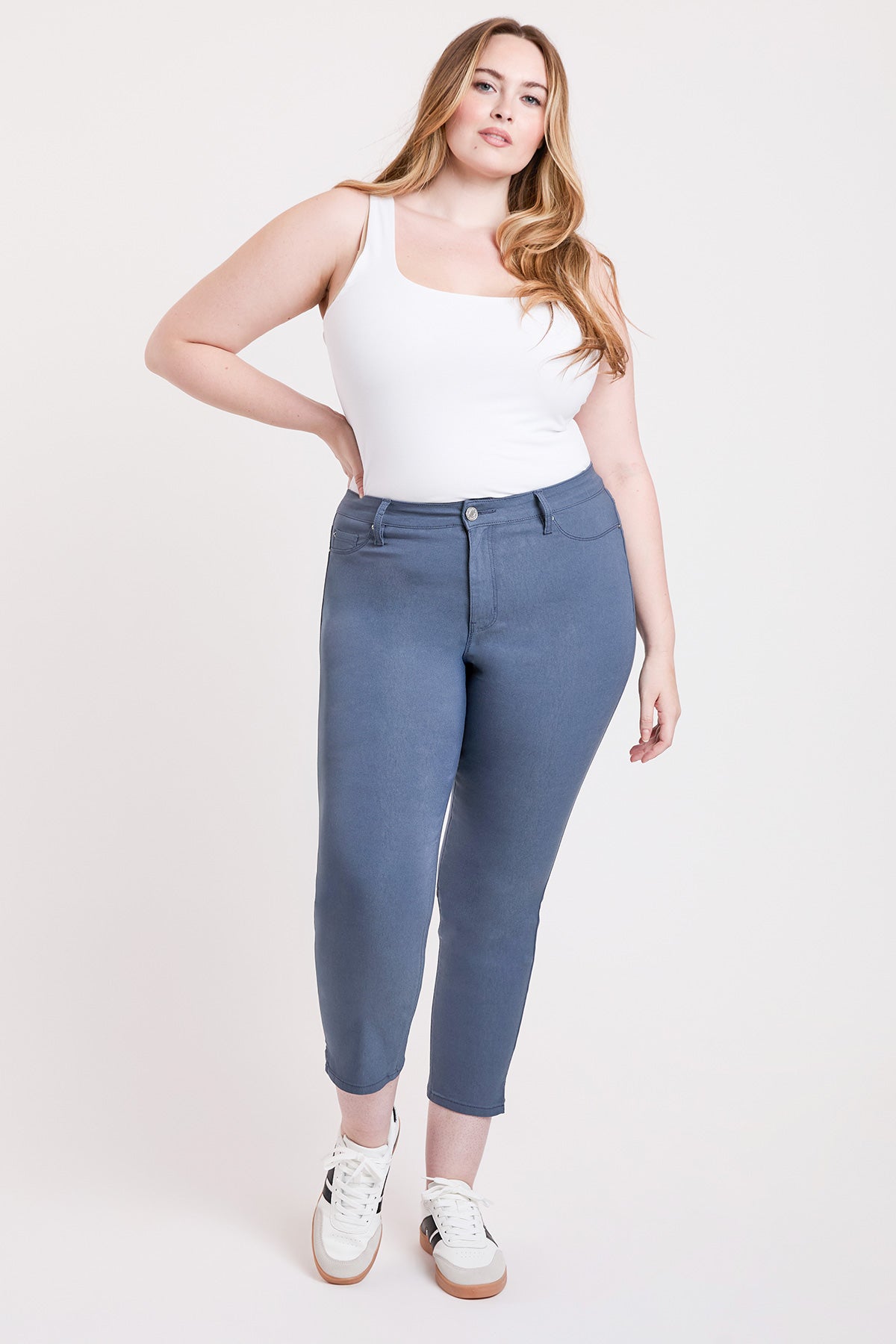 Women's plus High Rise Hyperstretch Cropped Straight Pants view 12 - High-Waisted - Women'S Plus Pants (bottom)